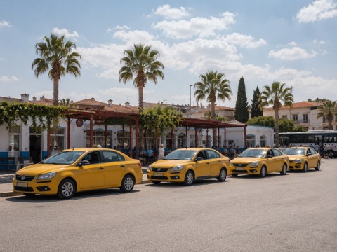 Taxi rank at Çeşme otogar