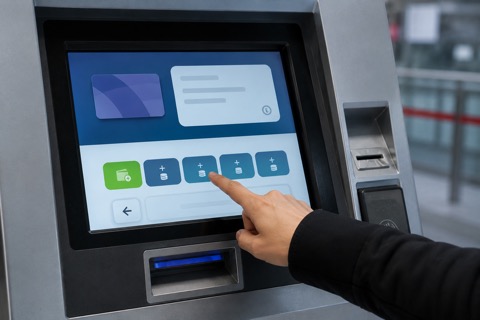 Photo — top-up / refund machine screen