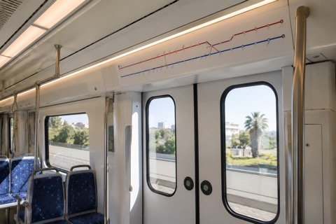İZBAN train interior / route map
